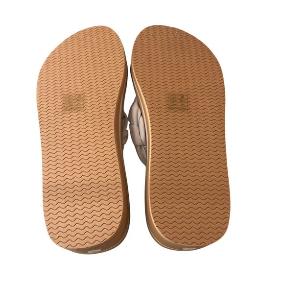 Mormirac Womens Wedge Sandals Woven Fabric Thong White 7 - Picture 4 of 5